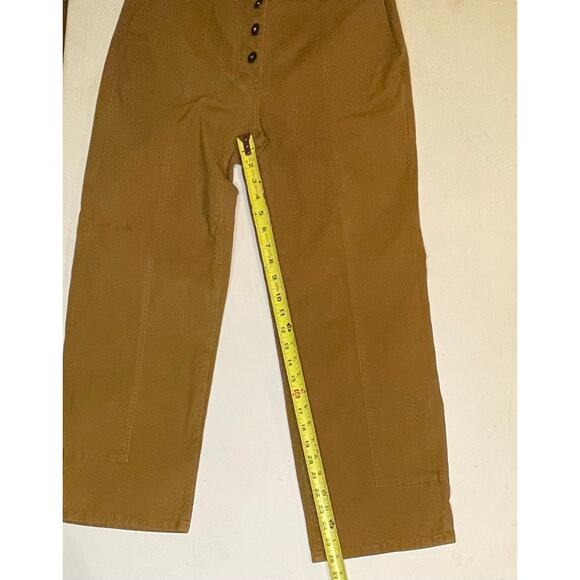 Chelsea & Violet Womens Pants Sz 29 Camel Tan Button-Front Crop Wide-Leg Utility - Picture 7 of 13